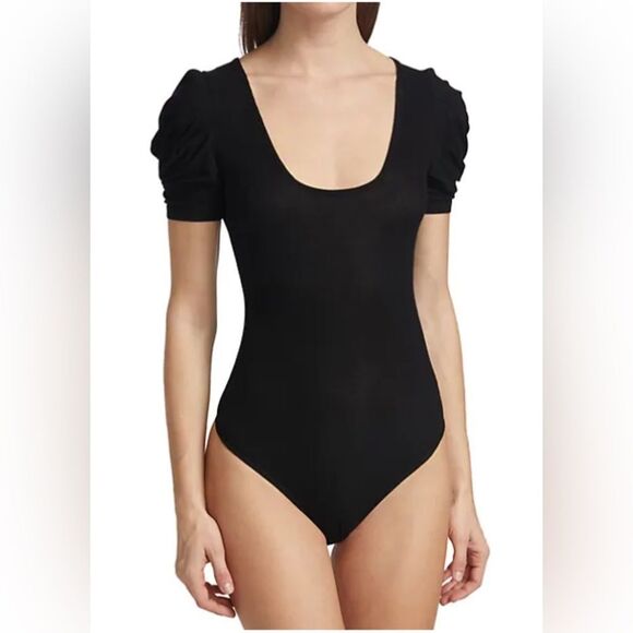 FREE People So Fresh Puff Sleeve Bodysuit In Black - Picture 4 of 4